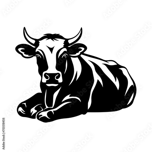 Relaxed Cow Lying Down Vector Art