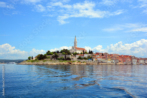 Rovinj, Croatia situated on the north Adriatic. The town is officially bilingual, Italian and Croatian, hence both town names are official and equal.