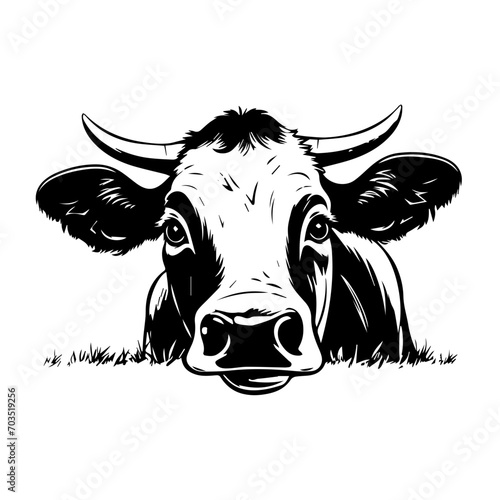 Playful Peeking Cow Cartoon Vector