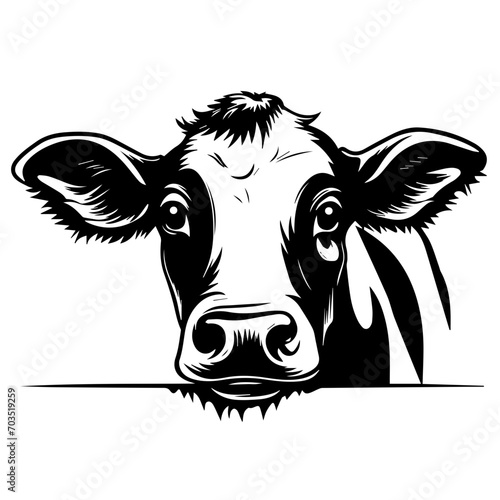 Playful Peeking Cow Cartoon Vector