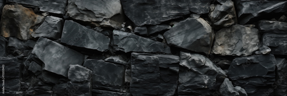 Panorama of Black stone wall texture. Abstract background for design. Panorama of Black stone wall texture. Abstract background for design.
