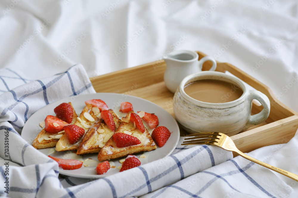 breakfast with coffee and fresh toasts breakfast with coffee and fresh toasts