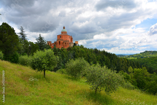Sanctuary of the Madonna of San Luca is a basilica church in Bologna, northern Italy, sited atop a forested hill, Colle or Monte della Guardia