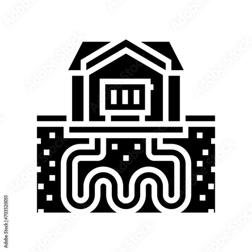 heat recovery system geothermal glyph icon vector. heat recovery system geothermal sign. isolated symbol illustration
