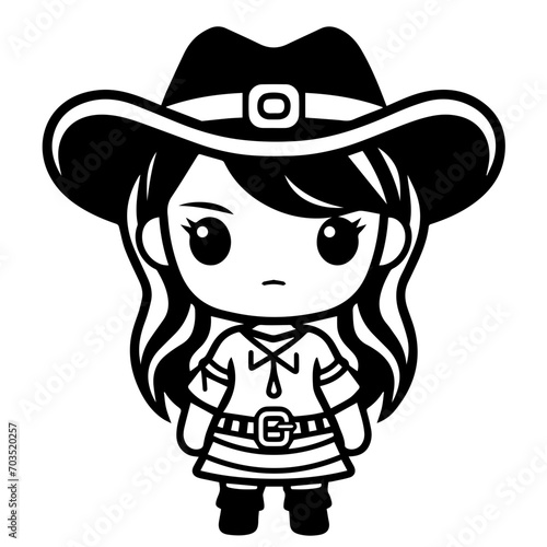 Stylish Cowgirl in Western Attire Vector