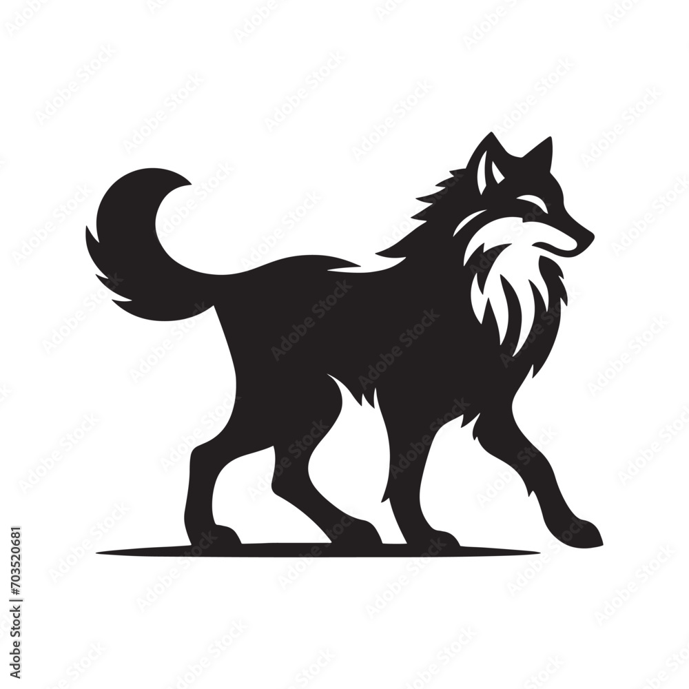 Dynamic vector illustration featuring the intricate and captivating black wolf silhouette - wolf silhouette
