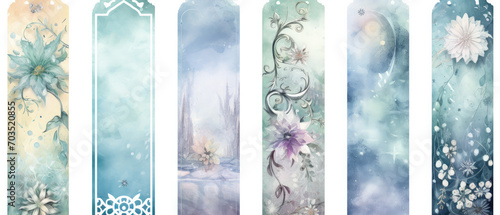 Dreamy Pastel Shabby Chic Bookmark Designs with Floral and Misty Winter Themes
