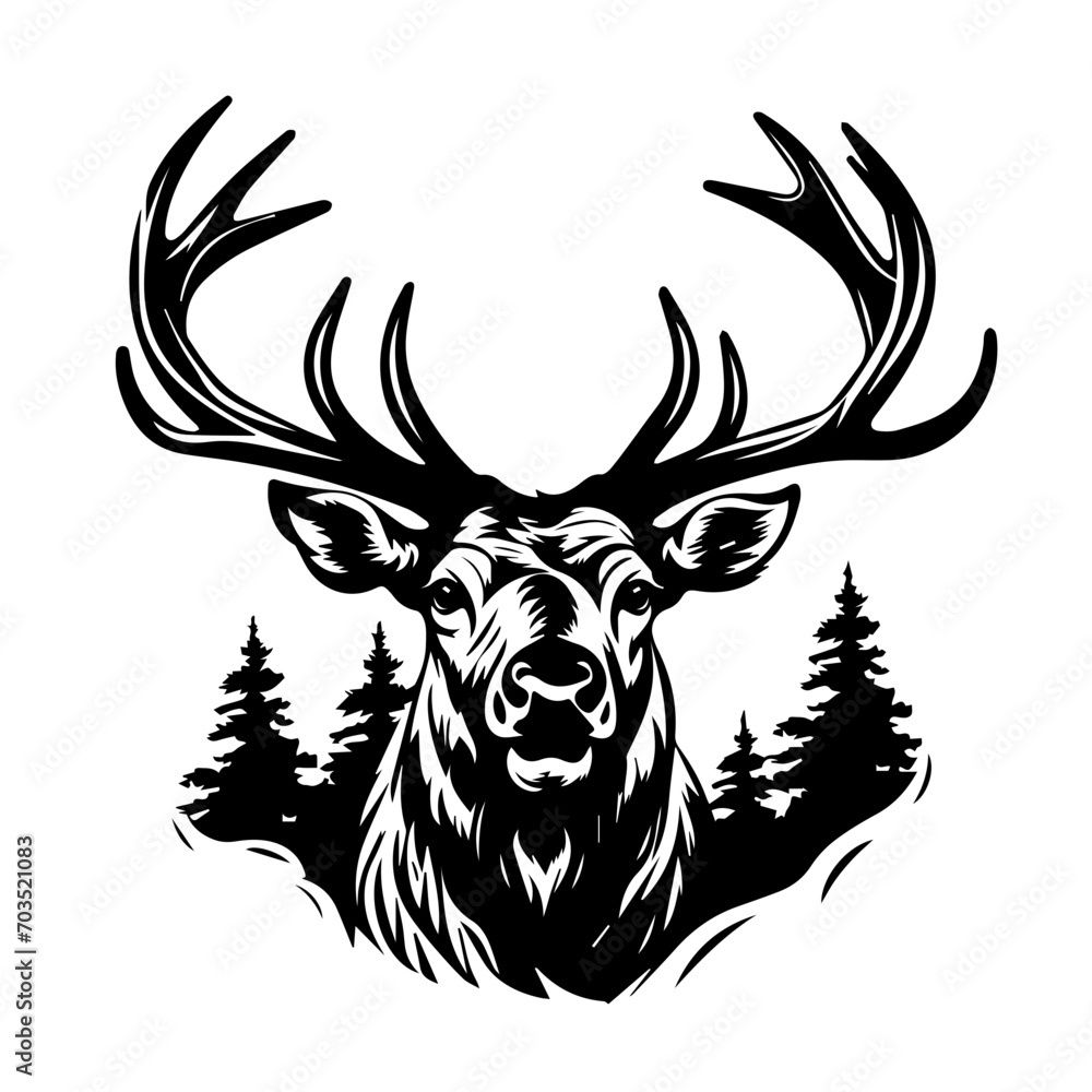 Majestic Elk Head Wildlife Vector Art Majestic Elk Head Wildlife Vector Art