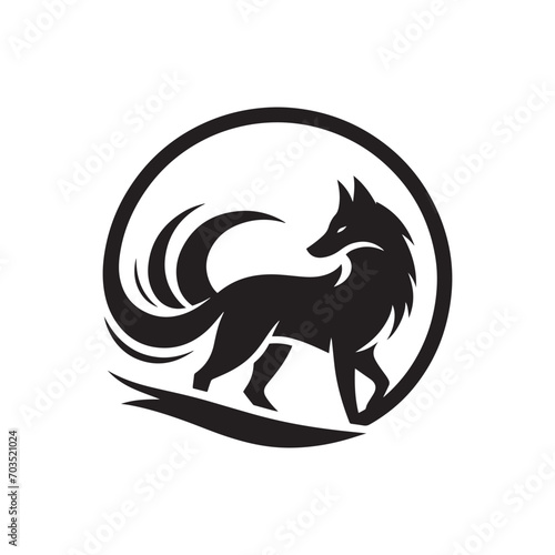 Elegance in motion: Intricate vector of a black wolf's silhouette - wolf silhouette vector stock
