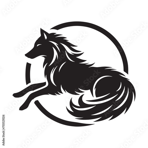 Powerful and detailed vector illustration featuring the captivating black wolf silhouette with fine detailing - wolf silhouette      