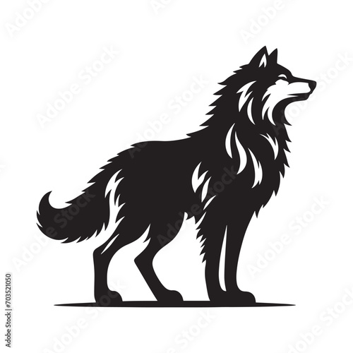 Dark and mysterious allure in the striking silhouette of a powerful black wolf with meticulous vector detailing - vector stock wolf silhouette 