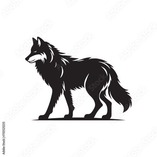 A captivating dance of shadows: Black wolf portrayed in an elegant and detailed vector silhouette - wolf silhouette 
