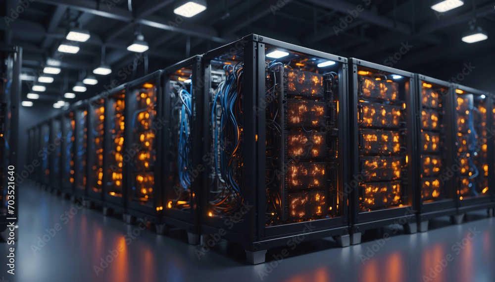 A Bitcoin mining farm. A Bitcoin mining farm.