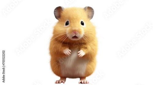 A standing cute little hamster with golden fur, isolated on a transparent background