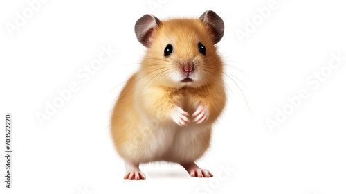 A standing cute little hamster with golden fur, isolated on a transparent background photo
