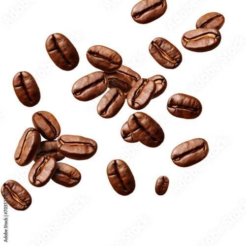 coffee isolated, coffee beans isolated, transparent background cutout, Falling coffee beans,