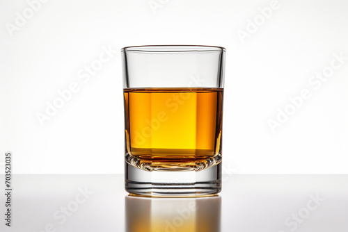 Whiskey served neat in a glass. Glass with long drinks on white background. Generative AI.
