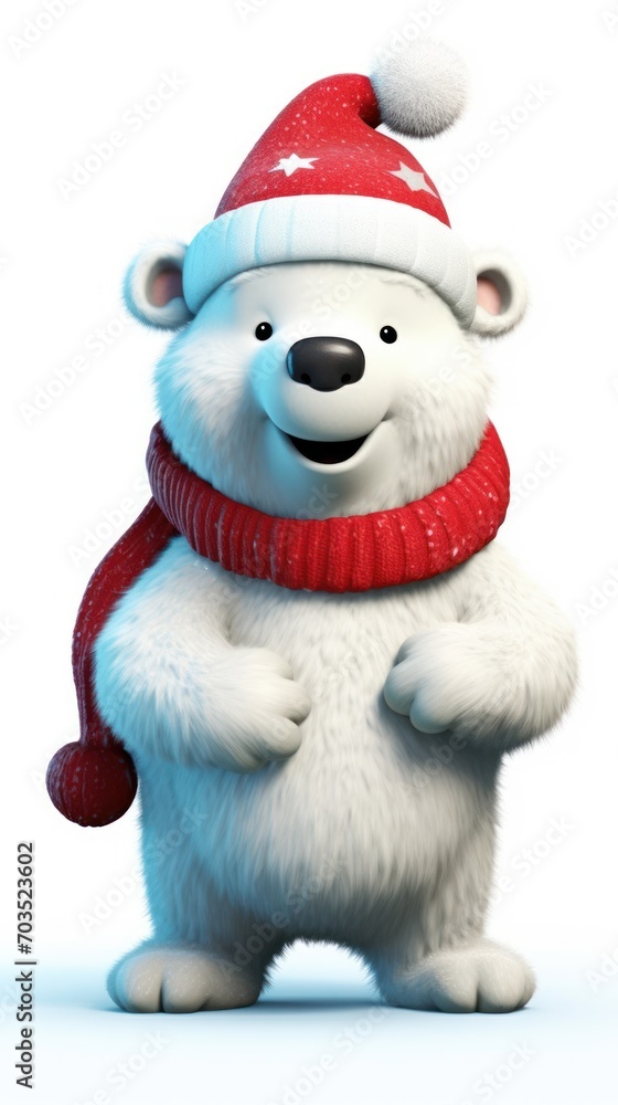 Cute cartoon Christmas polar bear Cute cartoon Christmas polar bear