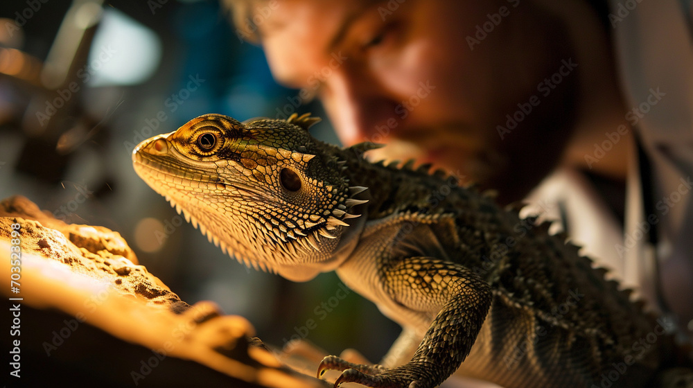 Reptile Checkup Encounter A vet conducting a reptile checkup, handling