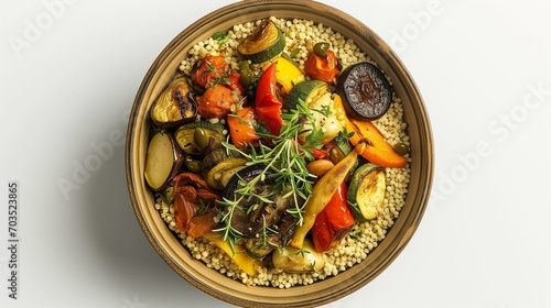 Couscous Medley with Seasonal Vegetables and Herb Infusion