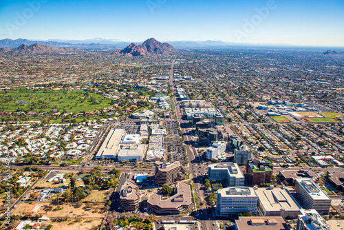Aerial view looking East along Camelback Road