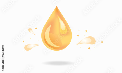 Orange drop of oil on white background
 