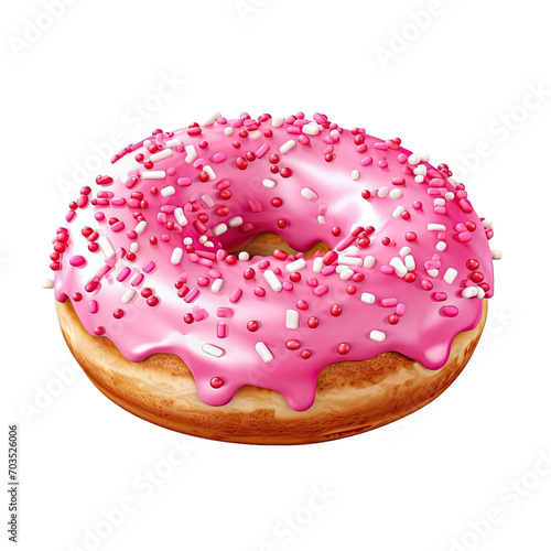 Delicious donut with toping isolated on transparent background.