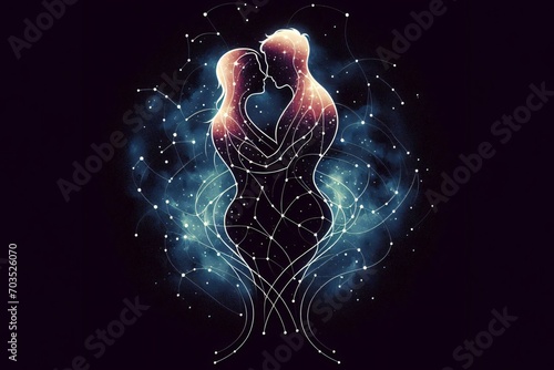 A loving embrace, surrounded by a galaxy of stars