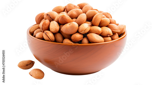 many peanuts, nuts, snack, bowl, isolated a transparent background 