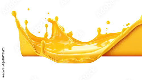 Melting cheese runs from top to bottom, golden yellow, isolated a transparent background  photo