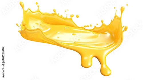 Melting cheese runs from top to bottom, golden yellow, isolated a transparent background  photo