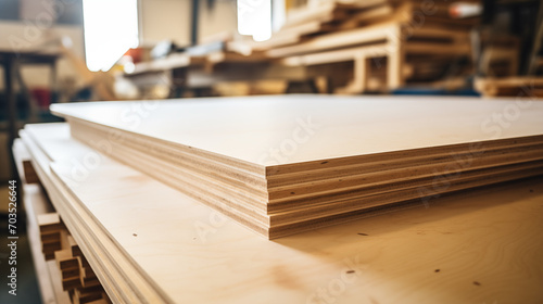 plywood sheets in a workshop, joinery or DIY store