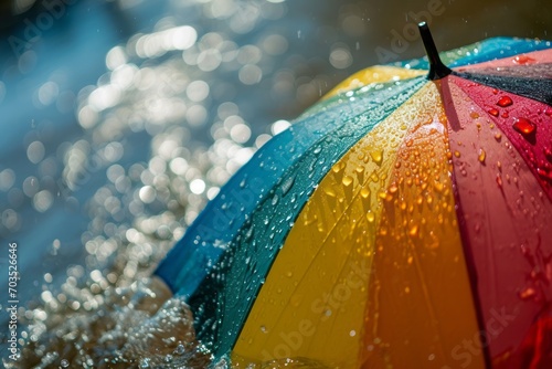 An umbrella filled with water