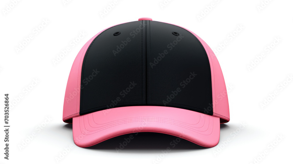 pink black cap in front view, mockup, white background