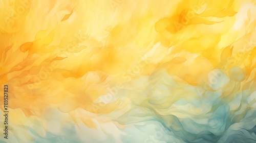 Yellow watercolor abstract paint background. Liquid fluid texture