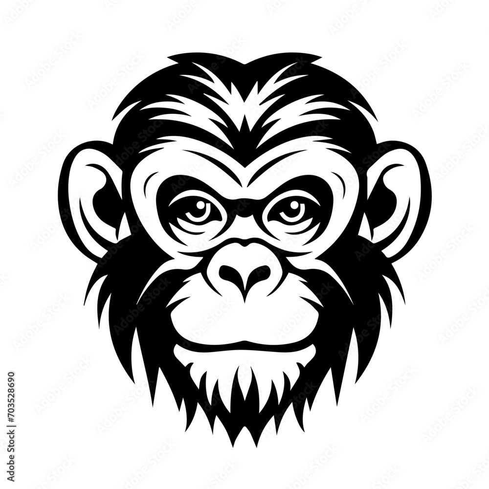 Detailed Monkey Head Vector Design