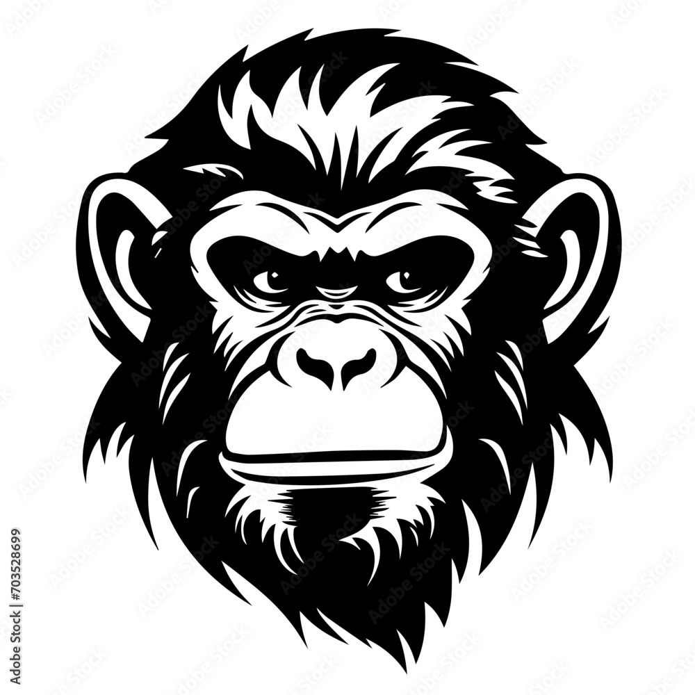 Detailed Monkey Head Vector Design