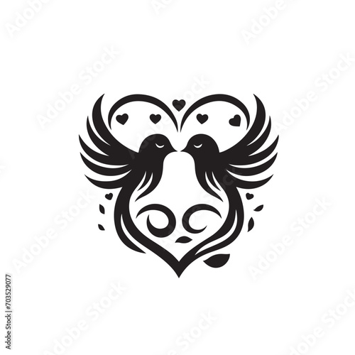 Harmony in black  Love birds captured in a stunning vector silhouette - Valentine lovebirds silhouette love birds vector stock 