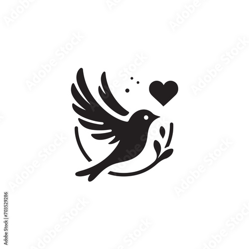 Timeless romance: Detailed black vector silhouette featuring love birds - Valentine lovebirds silhouette love birds vector stock

