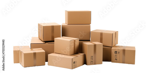 Various cardboard boxes for shipping, isolated, white background, mockup © Creative Canvas