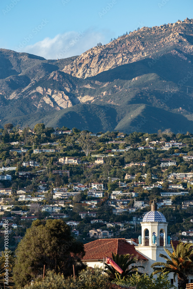Santa Barbara Riviera, with Santa Ynez Mountains in the background, California