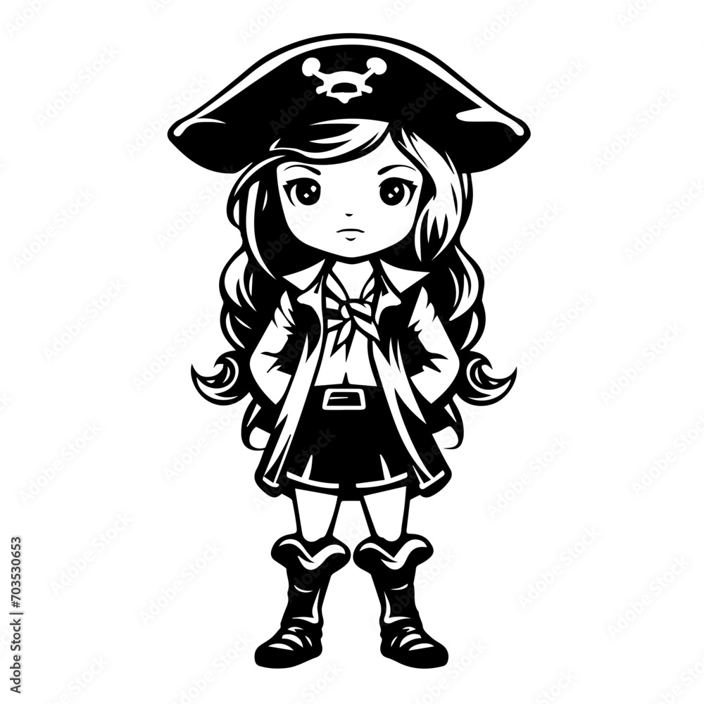 Adventurous Pirate Girl Character Vector Adventurous Pirate Girl Character Vector