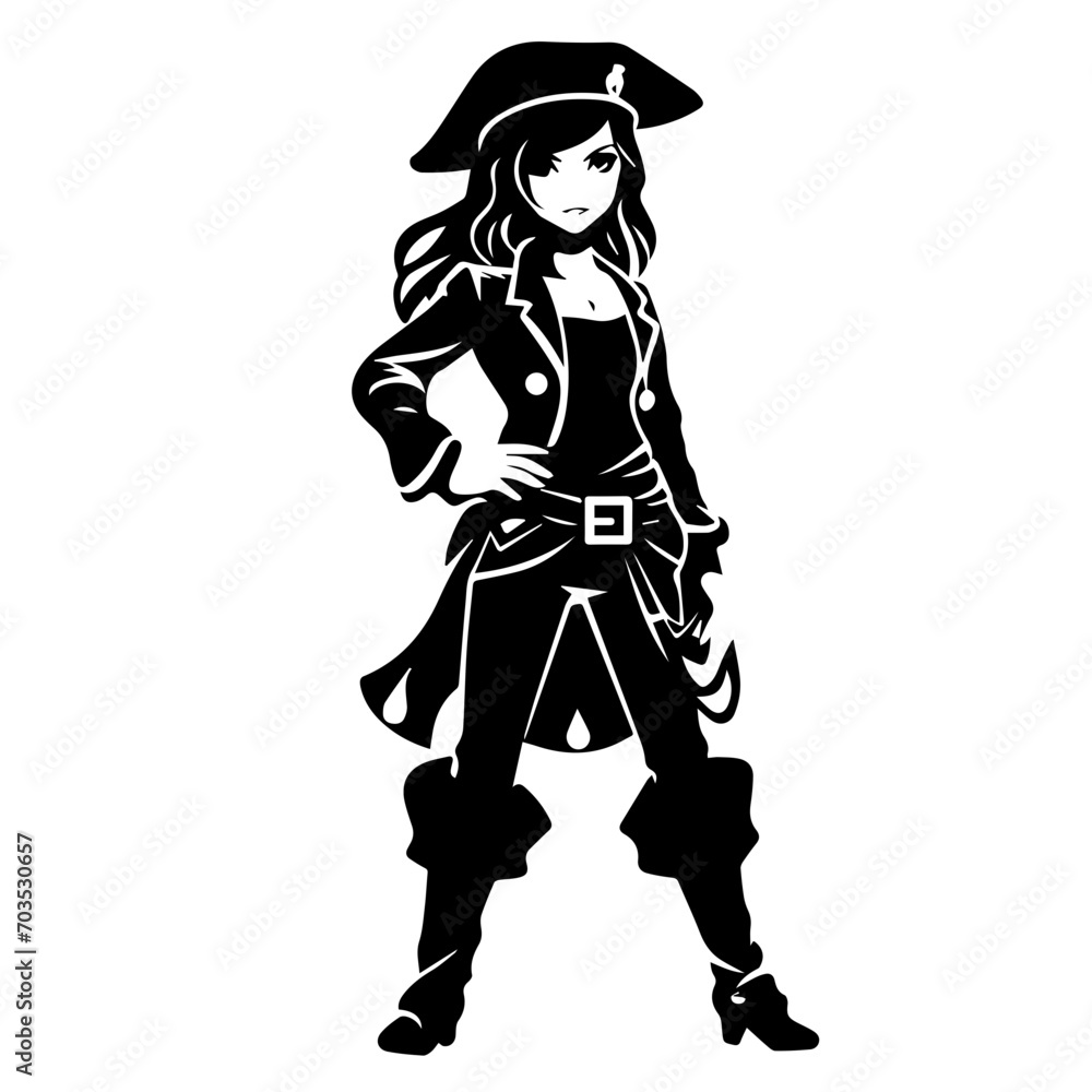 Adventurous Pirate Girl Character Vector Adventurous Pirate Girl Character Vector