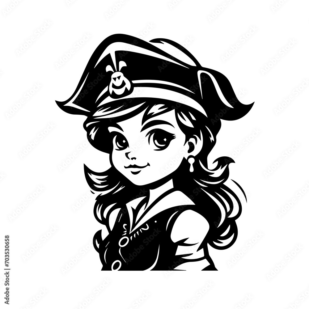Adventurous Pirate Girl Character Vector Adventurous Pirate Girl Character Vector