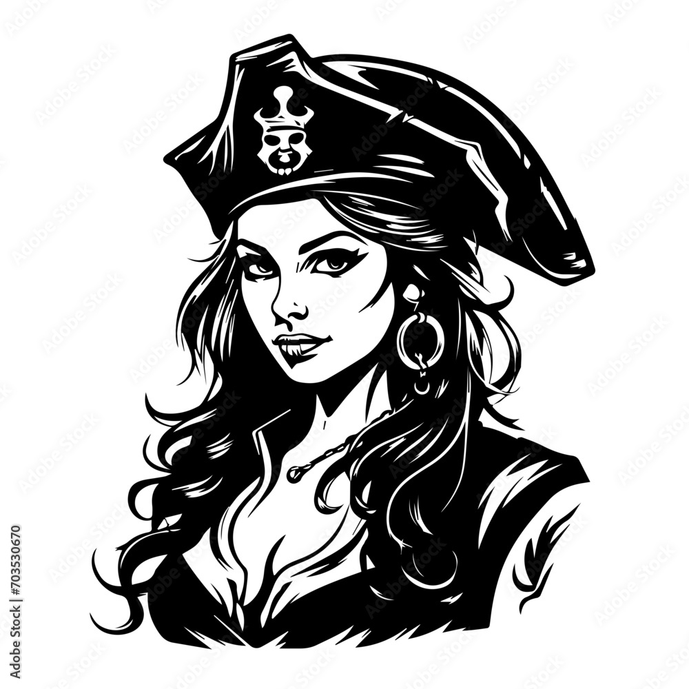Adventurous Pirate Girl Character Vector Adventurous Pirate Girl Character Vector