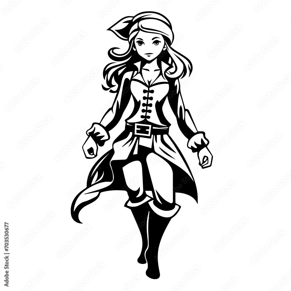 Adventurous Pirate Girl Character Vector Adventurous Pirate Girl Character Vector