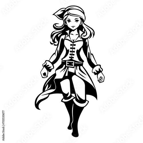 Adventurous Pirate Girl Character Vector