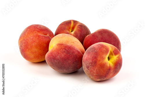 Fresh peaches  isolated on white background.