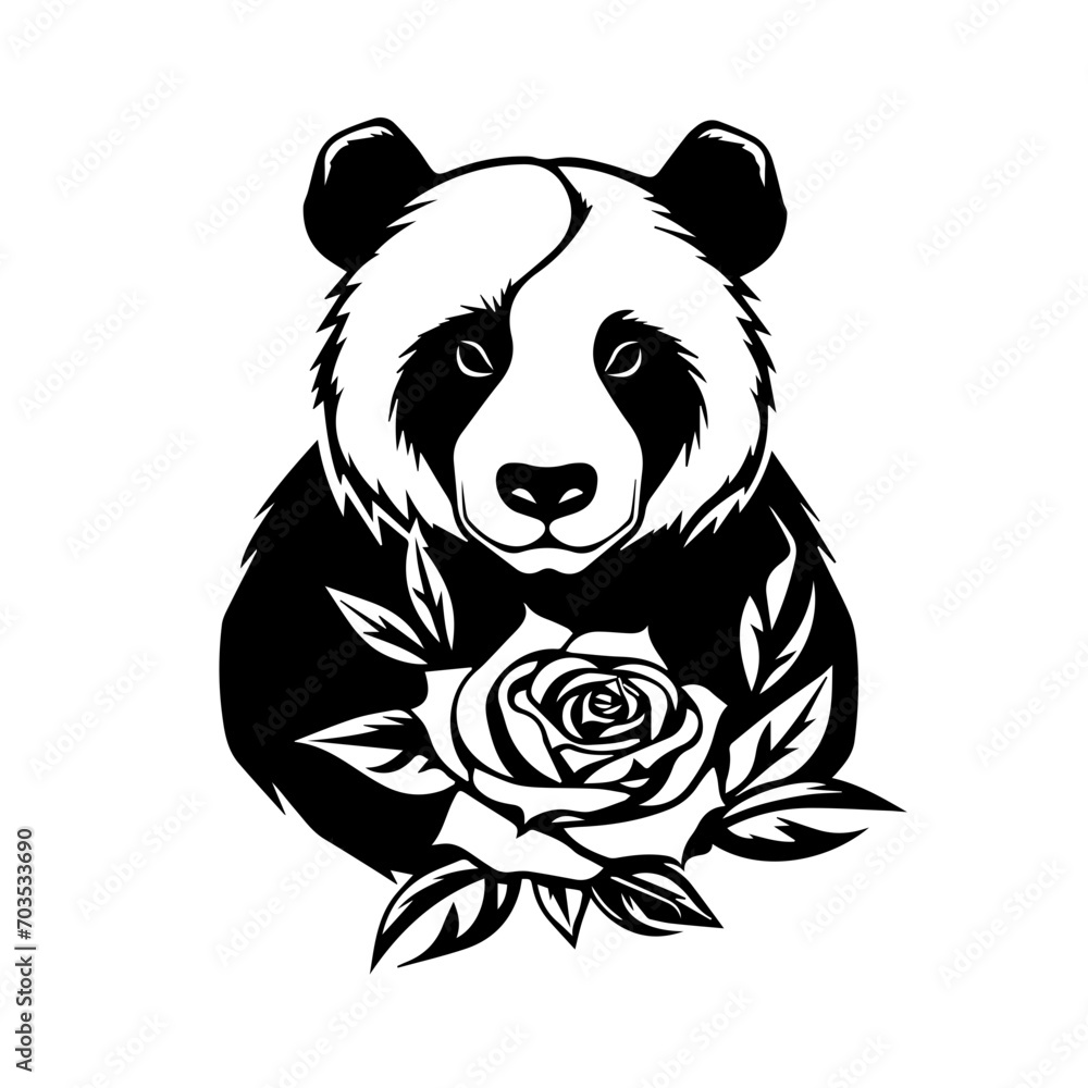 Graceful Animal Holding Rose Vector Graceful Animal Holding Rose Vector