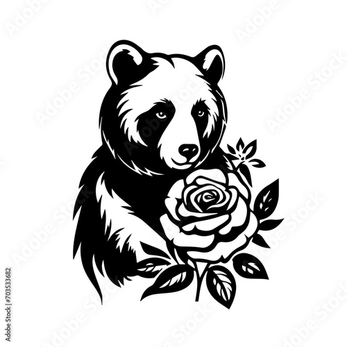 Graceful Animal Holding Rose Vector